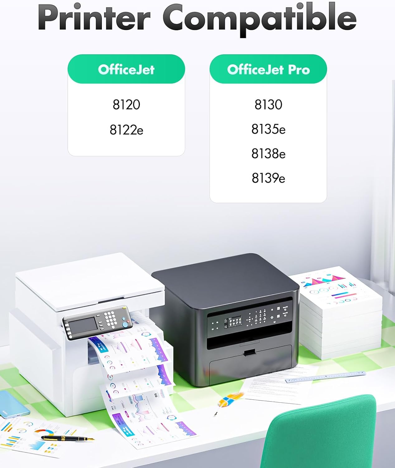 923e Ink Cartridges Combo 4-Pack High Yield with Chip Replacement for HP 923 923e 923XL Ink Compatible with OfficeJet Pro 8135e 8138e 8139e 8122e 8120 8123 8130 8133 Printers Black Cyan Magenta Yellow