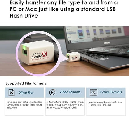 iXflash Cube 256GB Photo Storage Device Apple MFi Certified USB Type A for iPhone & iPad, Auto Backup Photos & Videos