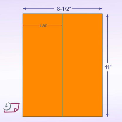 NextDayLabels 8-1/2 x 11" Neon Color High Light Fluorescent Labels for Laser & Inkjet Printer (Orange Fluorescent, 4-1/4" x 11" - 2 Per Page | 50 Labels)