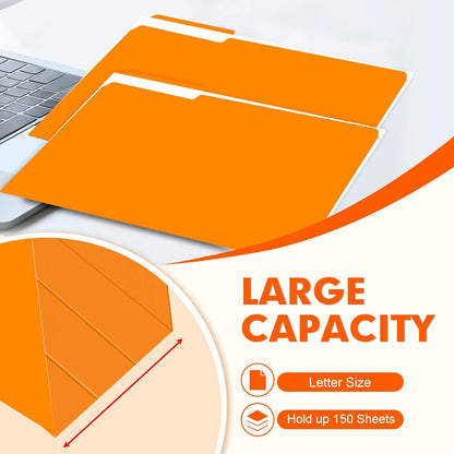 File Folder, PANDRI 120 Pack File Folder, 1/3 Cut Tab, Letter Size, Filing Folder for Office School Business, Orange