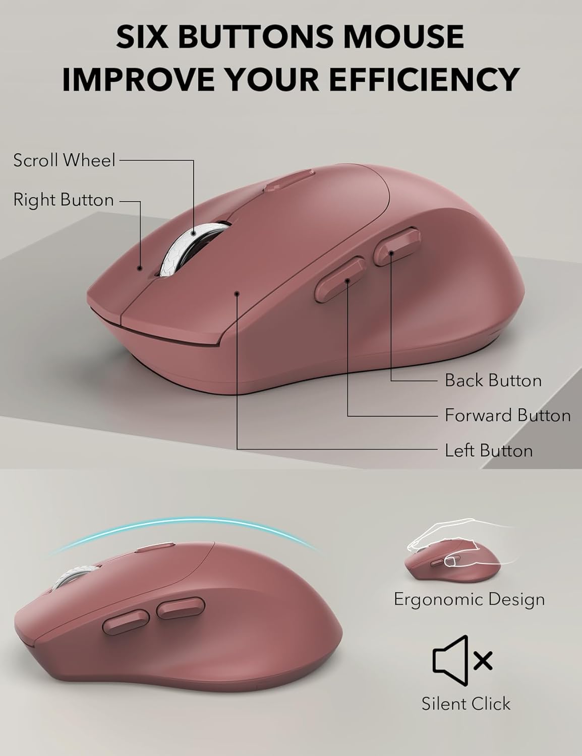 Wireless Keyboard and Mouse Combo - Full-Sized Ergonomic Keyboard with Wrist Rest, Phone Holder, Sleep Mode, Silent 2.4GHz Cordless Keyboard Mouse Combo for Computer, Laptop, PC, Mac, Windows
