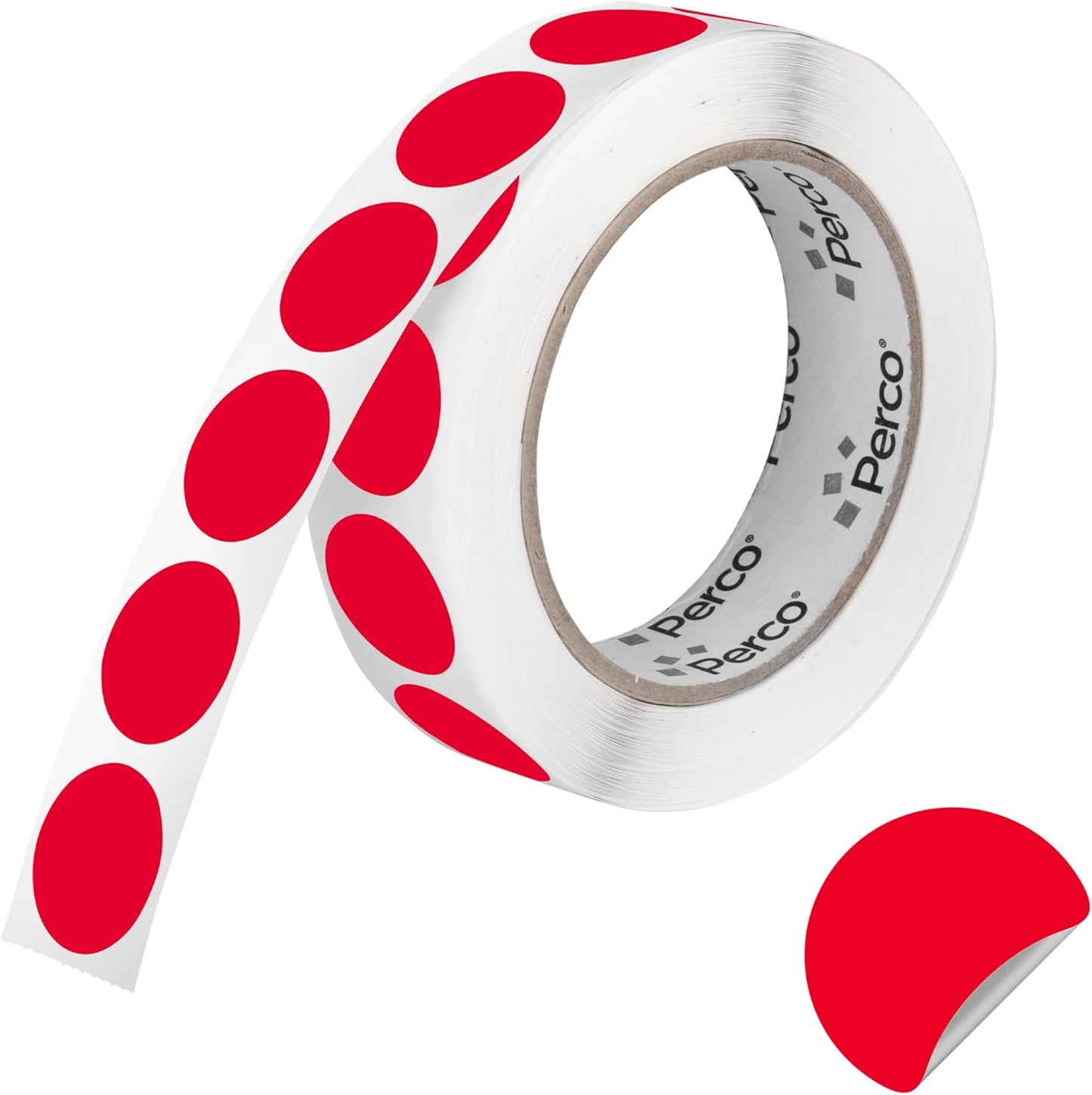 Perco Red 1-Inch Round Circle Dot Sticker Labels with Removable Adhesive – 1,000 Labels per Roll – Versatile, Vibrant Colors, Reliable Hold, No Residue, Perforated for Convenient Use – Made in USA