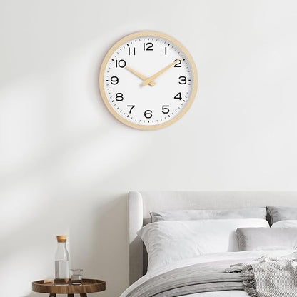 AKCISOT Wall Clock 14 Inch,Boho Large Wall Clocks Battery Operated Non Ticking,Big Silent Modern Clock Decorative for Living Room,Bedroom,Office,Home(Wood Grain)