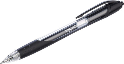 Amazon Basics Retractable Gel Ink Pens, Fine Point, Smooth Writing, Black, 12-Pack