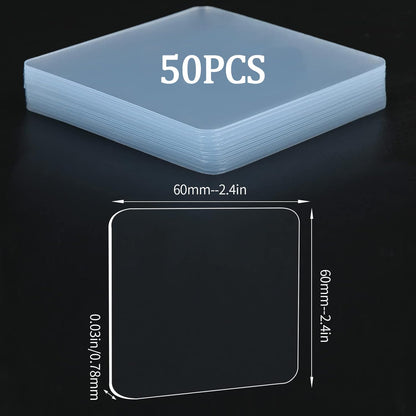 50PCS Premium Double Sided Mounting Squares Clear Tape,Heavy Duty Adhesive Pads for Pictures,Poster Hanging Strips - Strong Sticky Tack,Waterproof Adhesive for Shower,Wall Patch,Sticky Pads