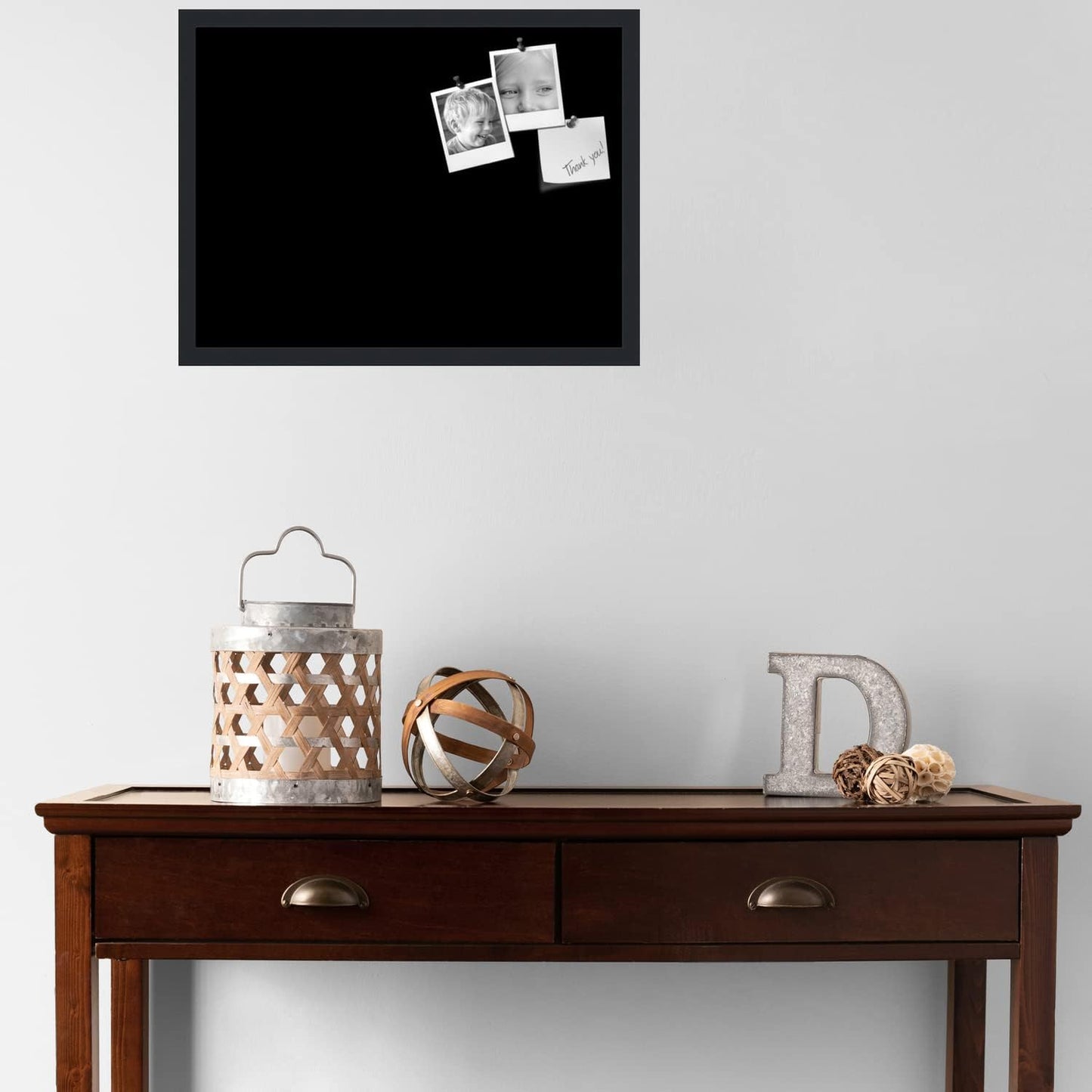 PinPix 24x18 Inch Cork Bulletin Board. This Decorative Framed Pin Board Comes with Solid Black Design and a Satin Black Frame. Ideal for Home Office Decor or Message Board (PinPix-622)