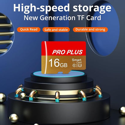 2 Pack TF Card 16GB with Adapter, High Speed Memory Card, UHS-I C10 A1 Memory TF Card for Tablet/Mobile Phone/Camera/Car Audio/Game Console (TF162 Red Gold 16GB)