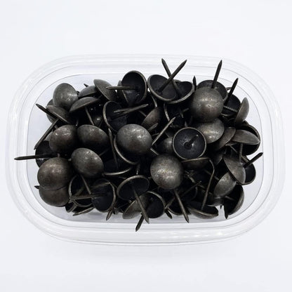 Let's Decorate 100PCS D16mm/0.63" Antique Black Upholstery Tacks, Passed Salt Spray Test for Outdoor Use, Garden Metal Thumb Tacks, Home DIY Decorative Nail Heads Nails (100, 16mm Antique Black)