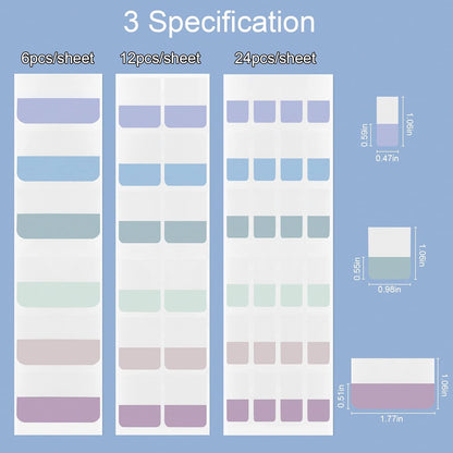420 Pcs Sticky Index Tabs, 0.47/0.98/1.77 Inch Colored Book Sticky Tabs, Writable and Repositionable File Tabs Flags for Books, Binders and File Folders (Morandi) Index Tabs