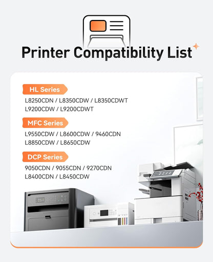 TN339 Toner Cartridge Set 4-Pack（Black Cyan Yellow Magent） Compatible for Brother TN-339 HL-L8350CDW MFC-L8850CDW MFC-L8600CDW HL-4150CDN MFC-9970CDW DCP-L8400 L8450 L8250 L8850 L8650 4570CDW Printer