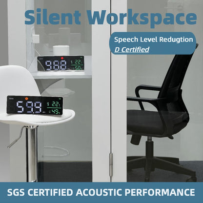 Solo Office Pod, Sound Pod, Mobile Office Pod Booth, SoundProof Booth for Office, Privacy pod, Mobile Roller with Desk, LED Light, Centrifugal Fans and AC USB Ports - White/Smoked Glass