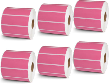 BETCKEY - 3" x 1" UPC Barcode & Address Labels Compatible with Zebra & Rollo Label Printer,Premium Adhesive & Perforated[Pink, 6 Rolls, 8250 Labels]