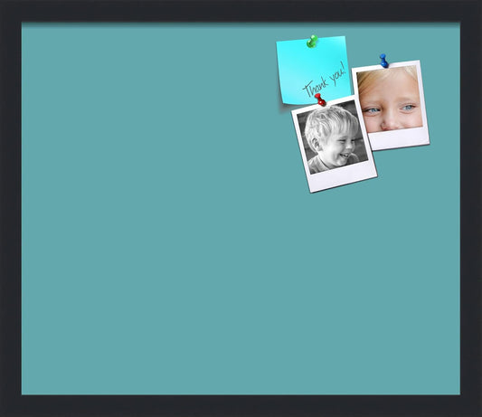 PinPix 20x17 Inch Cork Bulletin Board. This Decorative Framed Pin Board Comes with Aqua Pastel Design and a Satin Black Frame. Ideal for Home Office Decor or Message Board (PinPix-1806)