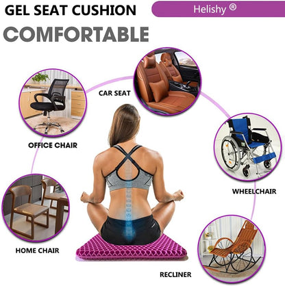 Gel Seat Cushion, Egg Seat Cushion for Tailbone, Back, Sciatica Pain Relief - Gel Enhanced Chair Pads with Non-Slip Cover for Office Home Chair Car Seat Wheelchair (Standard, Violet)