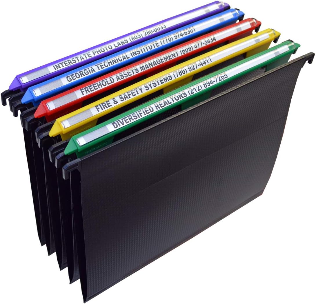 Ultimate Office MagniFile Hanging File Folders V Base Letter Size with 11 inch Magnified Indexes That Double The Size of Your File Titles to Find Files Fast. (Set of 5 Assorted)