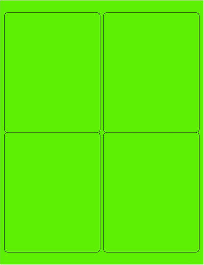 NextDayLabels - 8-1/2 x 11 Neon Color High Light Fluorescent Labels for Laser & Inkjet Printer (Green Fluorescent, 4 x 5-4 Per Page | 400 Labels)