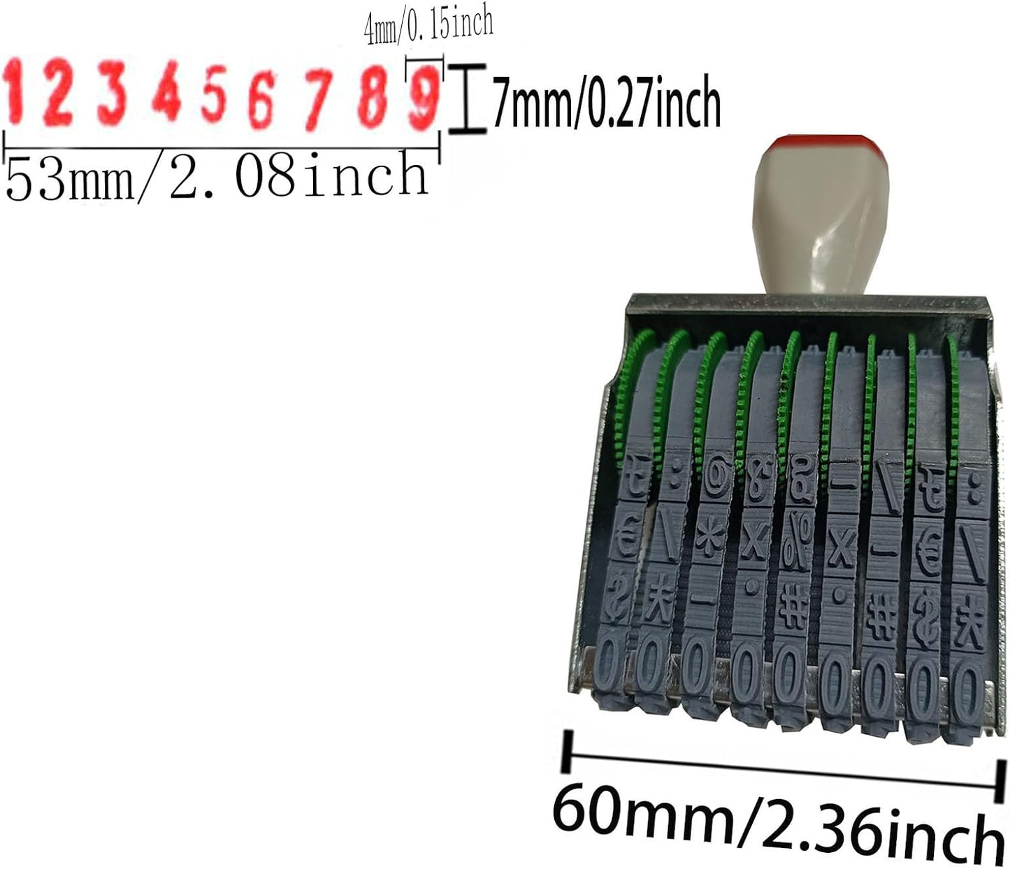 zeng 9 Digit Adjustable Number Stamp, with Number 0-9 and Symbols, Rubber Rolling Office Business Stamp, Supermarket & School Supplies, Multicolor