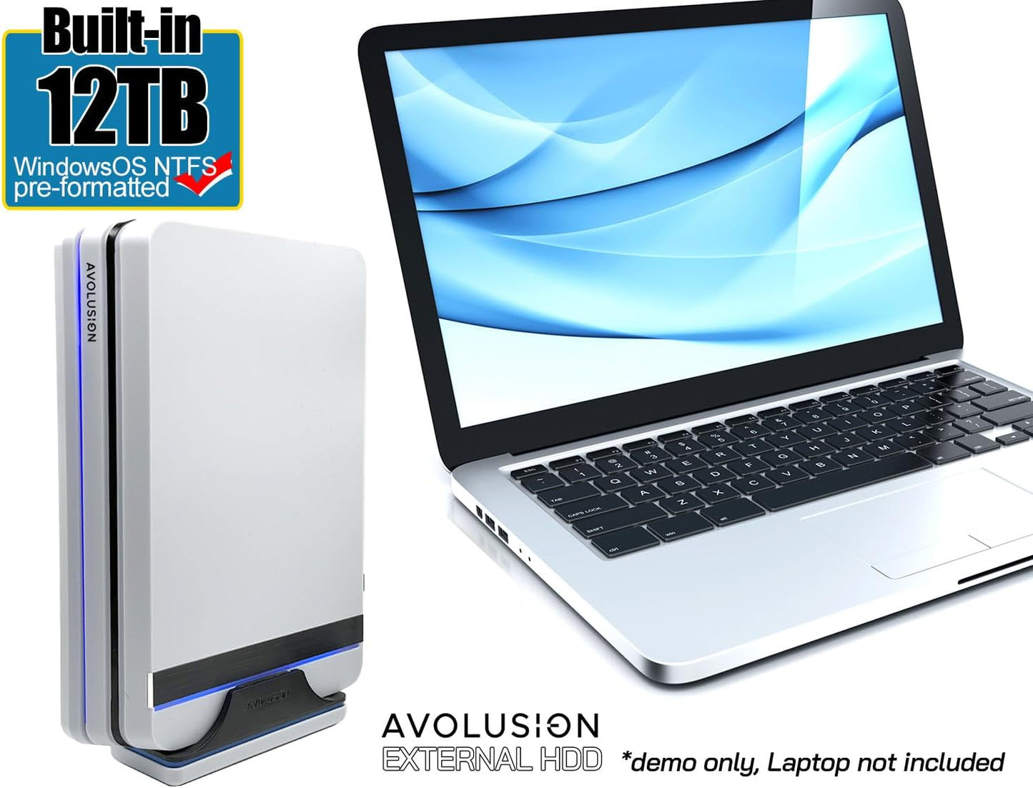 Avolusion PRO-X Series USB 3.0 External Hard Drive for WindowsOS Desktop PC/Laptop (White) - (12TB) (Renewed)