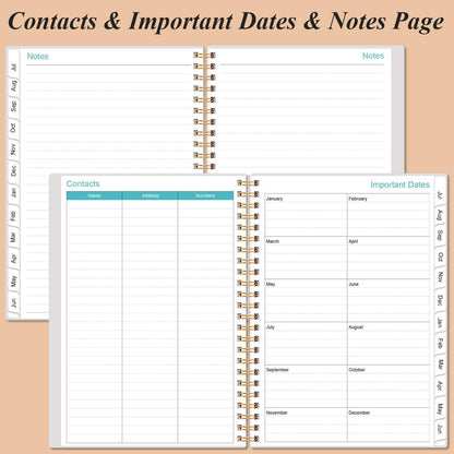 2025-2026 Planner - Academic Planner 2025-2026 from July 2025 - June 2026, Weekly & Monthly Planners Spiral Bound with 12 Monthly Tabs, Inner Pocket, 6.4" x 8.5", Rose