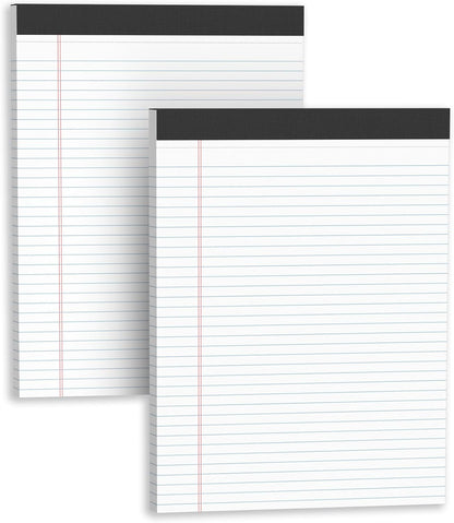 Legal Pads 8.5 X11, Narrow Ruled Notepads, 2 Pack, 50 Sheet/Pad, White Legal Pads, Tear Off Notepad, Perforated Writing Pad, Notebook Paper College Ruled, Notepads for Office Home School, Notepad