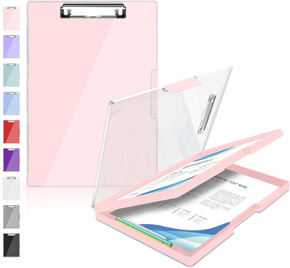 Sooez Clipboard with Storage, Heavy Duty Cleaview Clip Boards 8.5x11 with Dual Storage, Dry Erase Plastic Nursing Clipboard, High Capacity Clipboards Folder for Teacher Nurse, School & Office Supplies