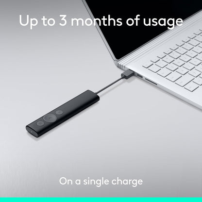 Logitech Spotlight Presentation Remote - Universal Wireless Presentation Clicker with Laser Pointer, Advanced Digital Highlighting, Bluetooth, 30 m Range and Quick Charging - Black