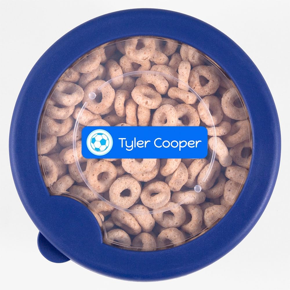 Name Bubbles - Custom Small Rectangle Name Labels for Kids (64 Labels) - Personalized Waterproof Name Stickers for Daycare, Lunch Boxes, Water Bottles, Shoes, School Supplies, & Camp (Soccerball)