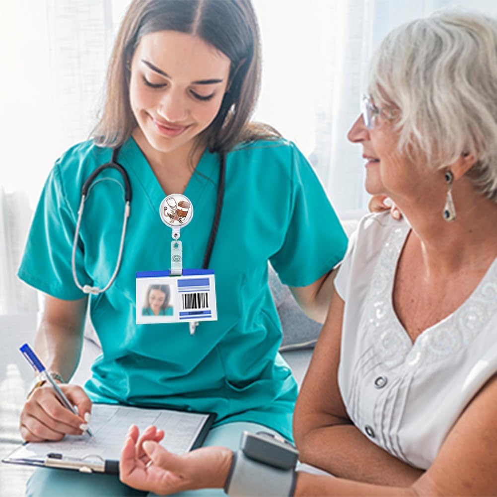 9 Pcs Funny Badge Holder Retractable Reel Cute Nursing Badge Holders with Alligator Clip ID Name Card Badge Clip for Office Student Doctor Nurse Medical Work Supplies