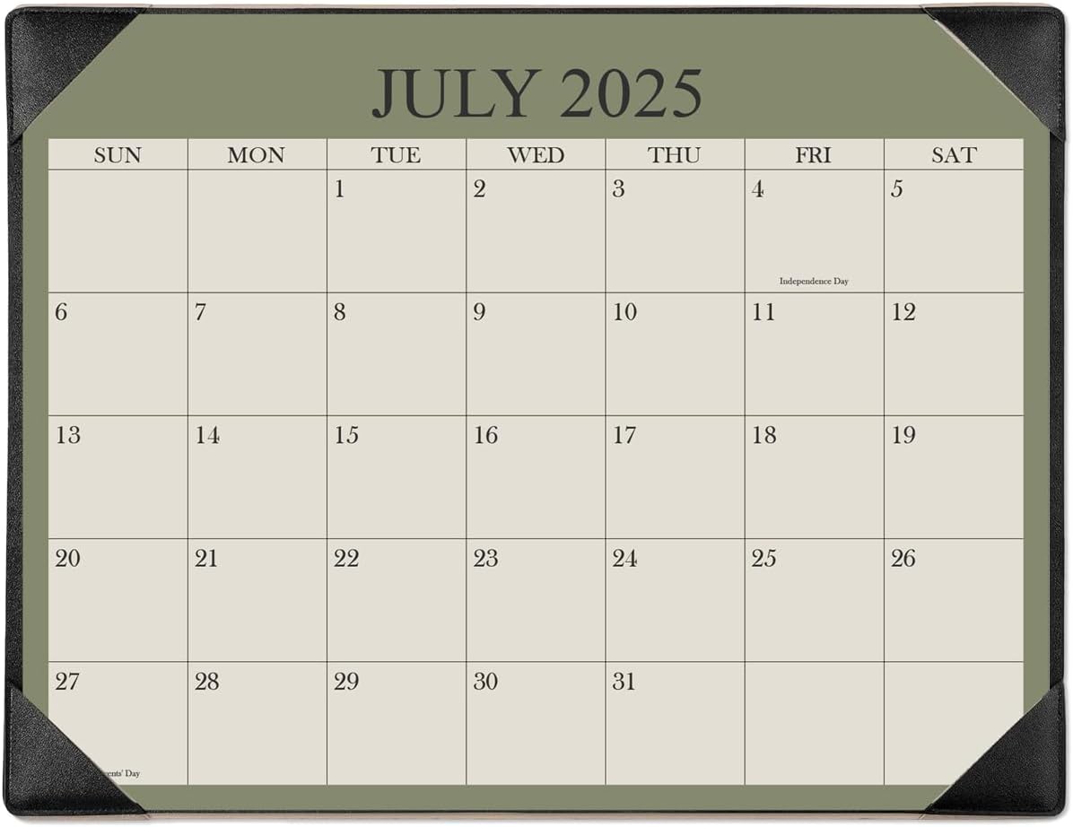 Desk Calendar 2025-2026 with Desktop Mat, 18 Month Small Desk Pad Calendar from July 2025 to December 2026, 8.5" x 11" Desk Pad Calendar 2025-2026 for Home, School Office, Black