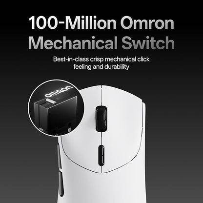 Rapoo VT7 Wireless Gaming Mouse, True 8K Wireless Polling Rate, 53g Lightweight, Up to 750 Hr Battery, Nordic nRF54L15 MCU, 100-Million Mechanical Switch, 10 Programmable Buttons, White