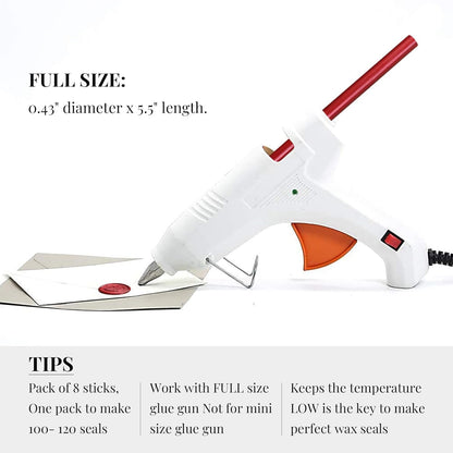 UNIQOOO Mailable Glue Gun Sealing Wax Sticks for Wax Seal Stamp - Metallic Burgundy Wine Red, For Birthday Cards, Wedding Invitations, Envelopes, Snail Mails, Wine Packages, Xmas Gift Ideas, Pack of 8