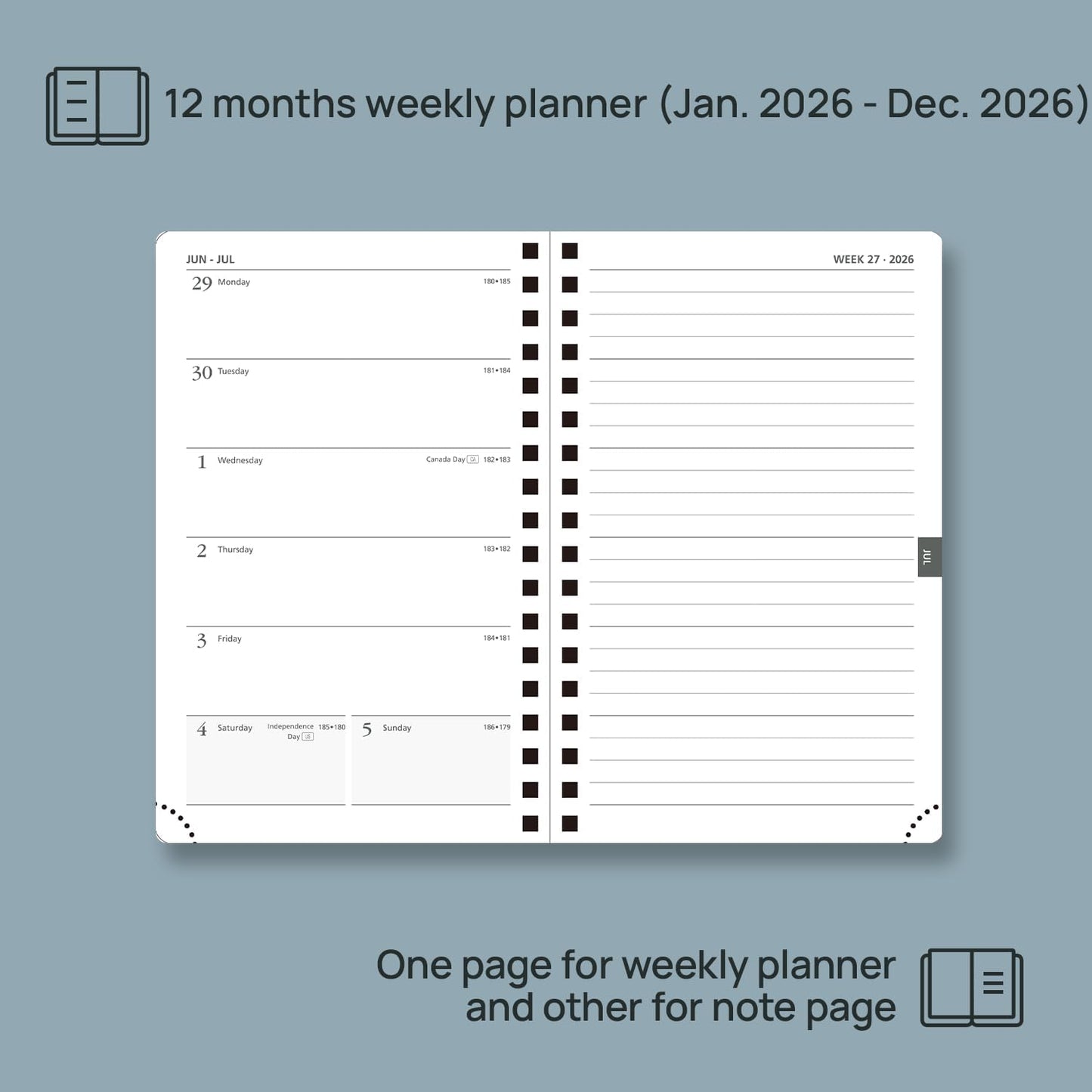 POPRUN 2026 Planner Weekly Notebook (Jan-Dec), Small Size 4''x 6.25'' - 2026 Pocket Calendar for Purse with Spiral Soft Cover, Plastic Ruler, Inner Pocket, 100 GSM - Claret