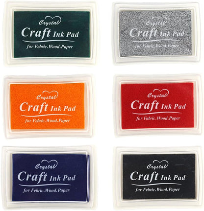 6 Pcs Craft Ink Pad, Washable Ink Pads for Kids Multicolor Ink Pads for Rubber Stamps, Paper, Scrapbooking, Wood Fabric, 6 Unique Darken Colors