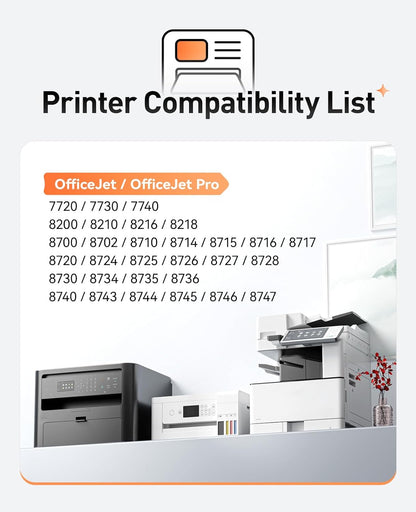 952XL Ink Cartridges 4-Pack with Chip Remanufactured for HP 952 952XL Ink Compatible with HP OfficeJet Pro 7740 7720 8210 8216 8702 8710 8720 8740 8715 8725 8700 Printer Ink(Black Cyan Magenta Yellow)