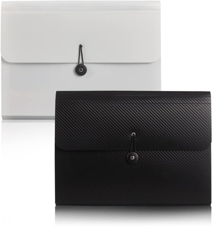 Expanding File Folder with 13 Pockets,Polypropylene, 12.99" x 9.45" x 1.1"for Work, School, Home, Office, Blackwhite(2Pack)