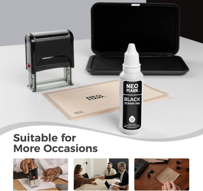 Premium Stamp Ink, Quick-Drying and AP-Certified Non-Toxic Refill Ink for Self-Inking Stamps, Date Stamps and Stamp Pads(Black, 1oz)