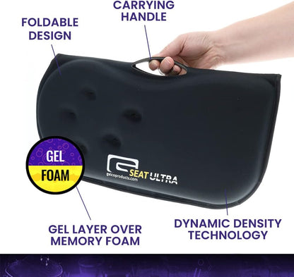 GSeat Ultra Orthopedic Gel and Foam Seat Cushion (Gray) – for Coccyx, Back, Tailbone, Prostate, Postnatal, and Sciatica Pain/Discomfort – Office, Car, Chair, Travel