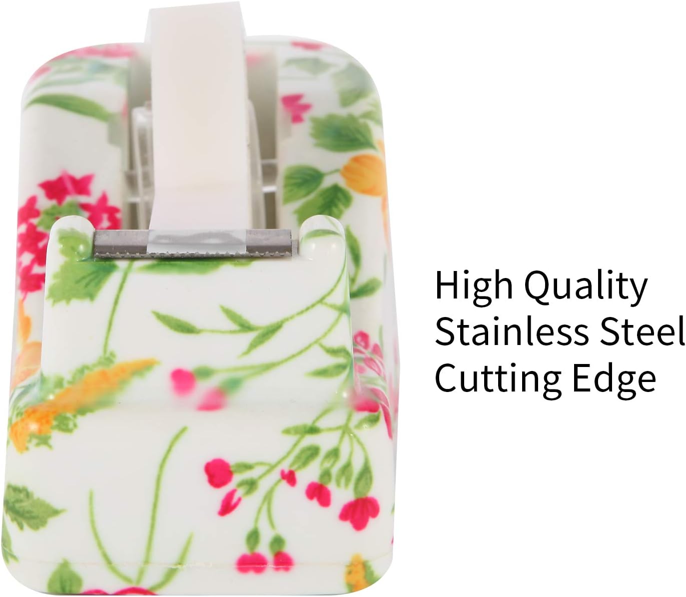 VIBRANZ-LAB Cute Tape Dispenser Desk Cute Home Office Desk Supplies Fun Desk Accessories Floral Tape Dispenser Cute Office Supplies for Women Desk Weighted Non-Skid Non-Slip Base Tape Dispensers