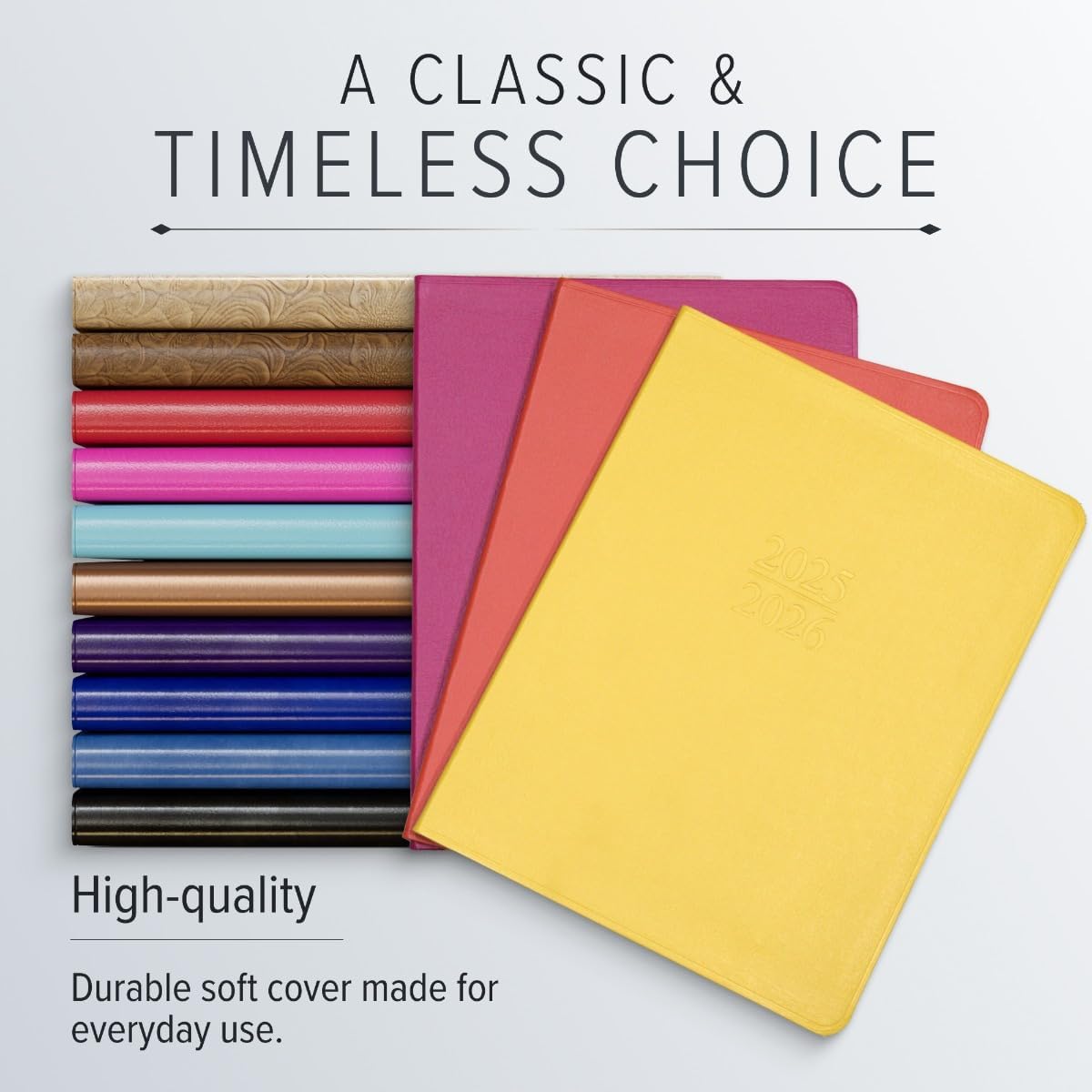 Gallery Leather Academic Planner 2025-2026, Teacher and Student Weekly Monthly Planner, Elegantly Bound Calendar with Gold-Gilded Page Edges, 18 Months - Acadia Wild Rose - 9x7"