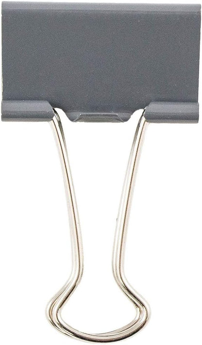 JAM PAPER Colorful Binder Clips - Medium - 1 1/4 Inch (32 mm) - Grey Binderclips - 15/Pack