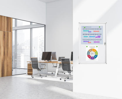 Lockable Magnetic Whiteboard Enclosed Bulletin Board – 36x24 Inch Aluminum Frame Notice Board with Acrylic Door Wall-Mounted Dry Erase Display for Home, Office, School & Lobby