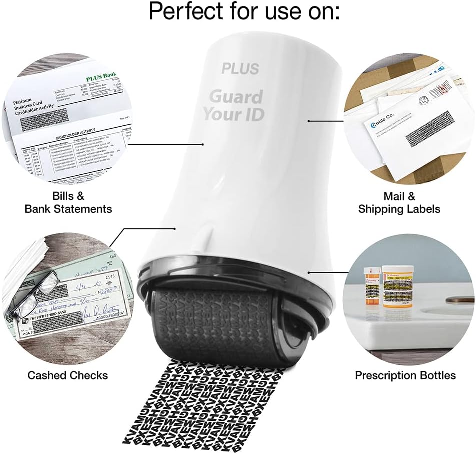 Wide Advanced Security Roller by Guard Your ID, Easy-to-Use Mess-Free Identity Protection Stamp (3-Pack, Mixed Colors: Turquoise, Green, White)