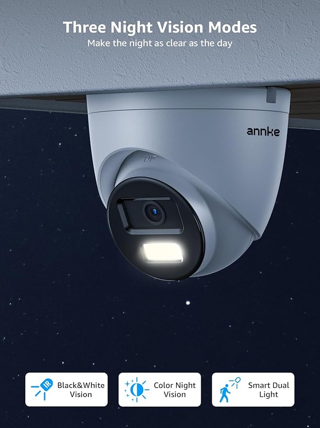 ANNKE C800 2Pack 4K Ultra HD PoE Camera AI Human Vehicle Detection, 8MP Outdoor Turret Cam with Audio, 4.0mm Lens Wide Angle, Spotlight Color Night Vision, Up to 512GB TF Card