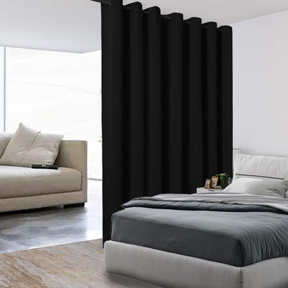 BONZER Room Divider Curtain Grommet Thermal Insulated Wide Blackout Curtains for Bedroom Living Room, 96L x 108W Inch (8L x 9W ft), 1 Panel, Black