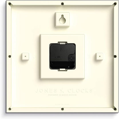 JONES CLOCKS® Box Wall Clock | Retro Square | 10 inch | Black | Easy to Read Numbers | Perfect Kitchen or Office Clock