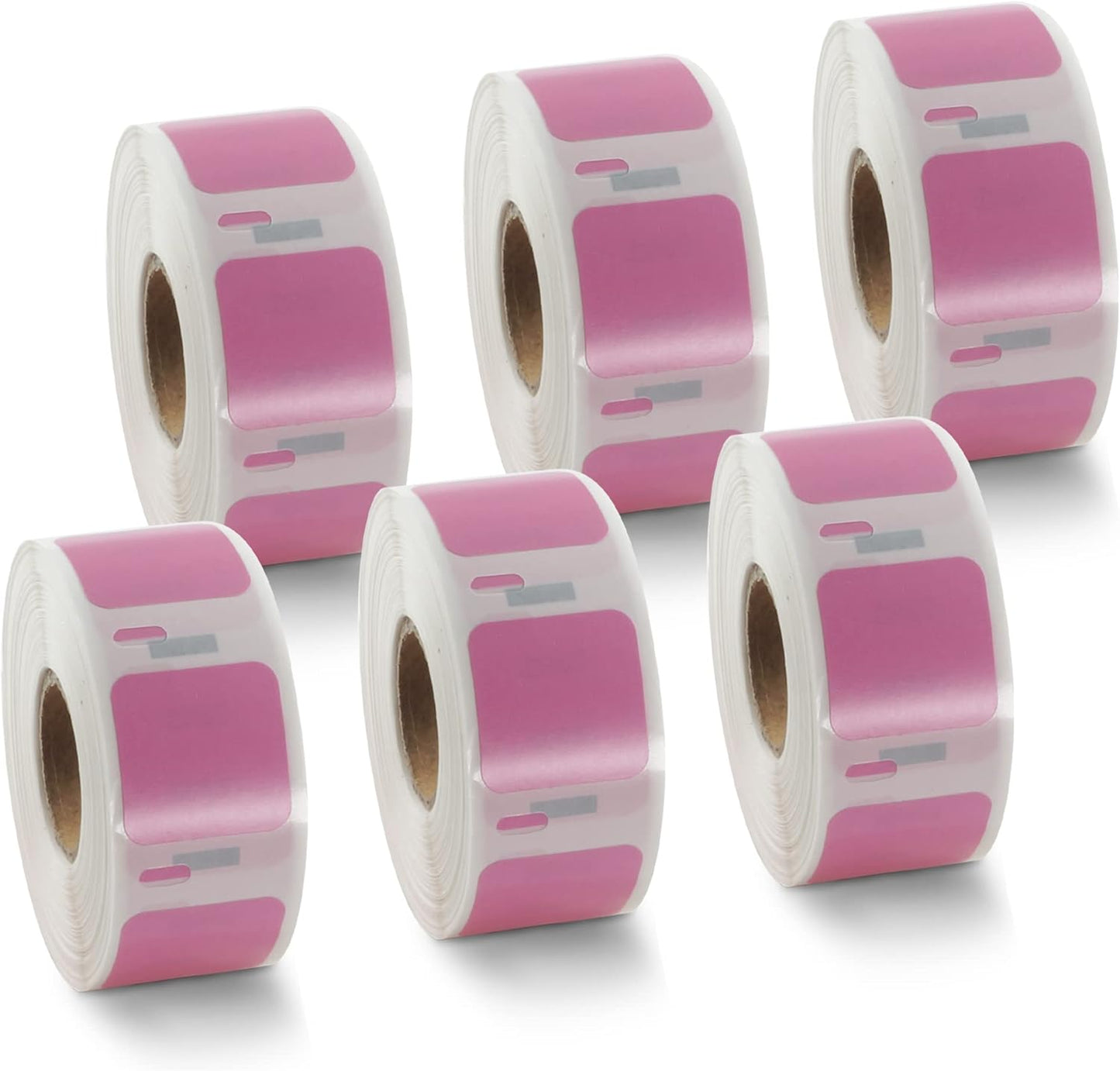 BETCKEY Colored Labels Compatible with Dymo 30332 (1" x 1") Square QR code's Multi-Purpose Labels, Compatible for Dymo LabelWriter Thermal 450, 4XL & Zebra Printers [6 Rolls, Pink]
