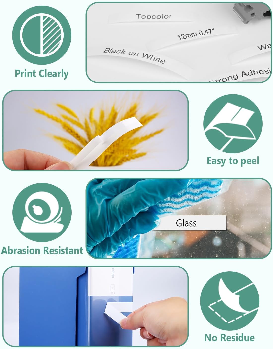 5-Pack Tze Tz Tape 12mm 0.47" White Compatible for Brother 12mm 0.47" Laminated White Tze-231 Tz231 P Touch Label Tape 12mm 1/2" for PT-D210 PT-D202 PT-D220 PTD410 PTD600 PTD400 PT2430