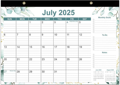 2025-2026 Desk Calendar - 18 Months Calendars from September 2025 - December 2026, Desk Calendar 2025-2026 with Thick Paper, 17" x 12", Green Leaf