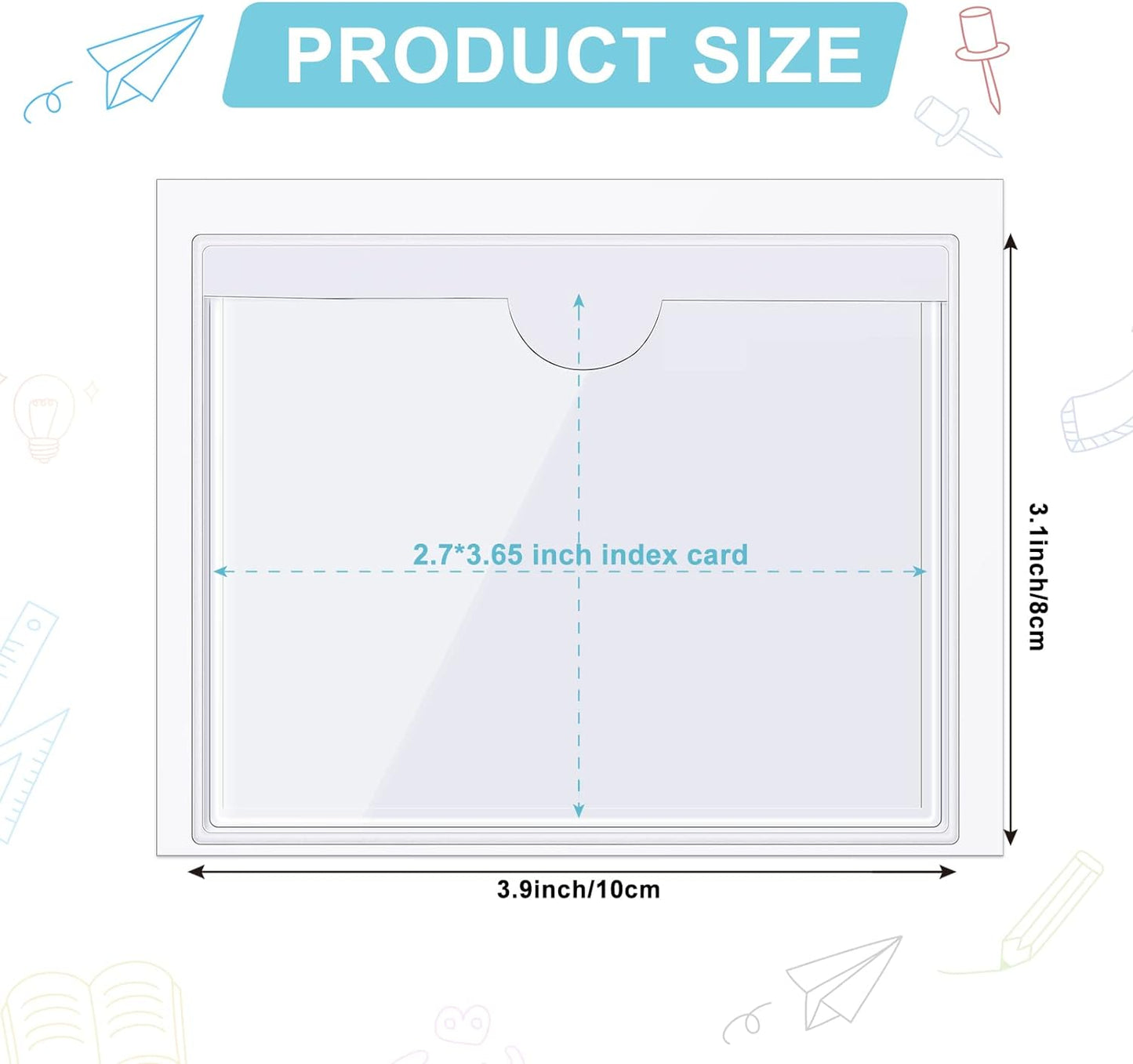 Chinco 50 Pack Clear Adhesive Pockets, Labels for Storage Bins, Plastic Self Adhesive Index Card Holder with Top Open for Organizing Bins Box Drawer(3.1 x 3.9 Inches)