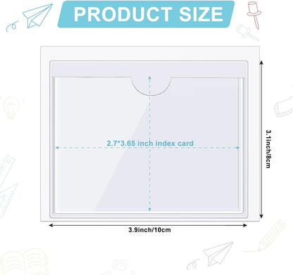 Chinco 50 Pack Clear Adhesive Pockets, Labels for Storage Bins, Plastic Self Adhesive Index Card Holder with Top Open for Organizing Bins Box Drawer(3.1 x 3.9 Inches)